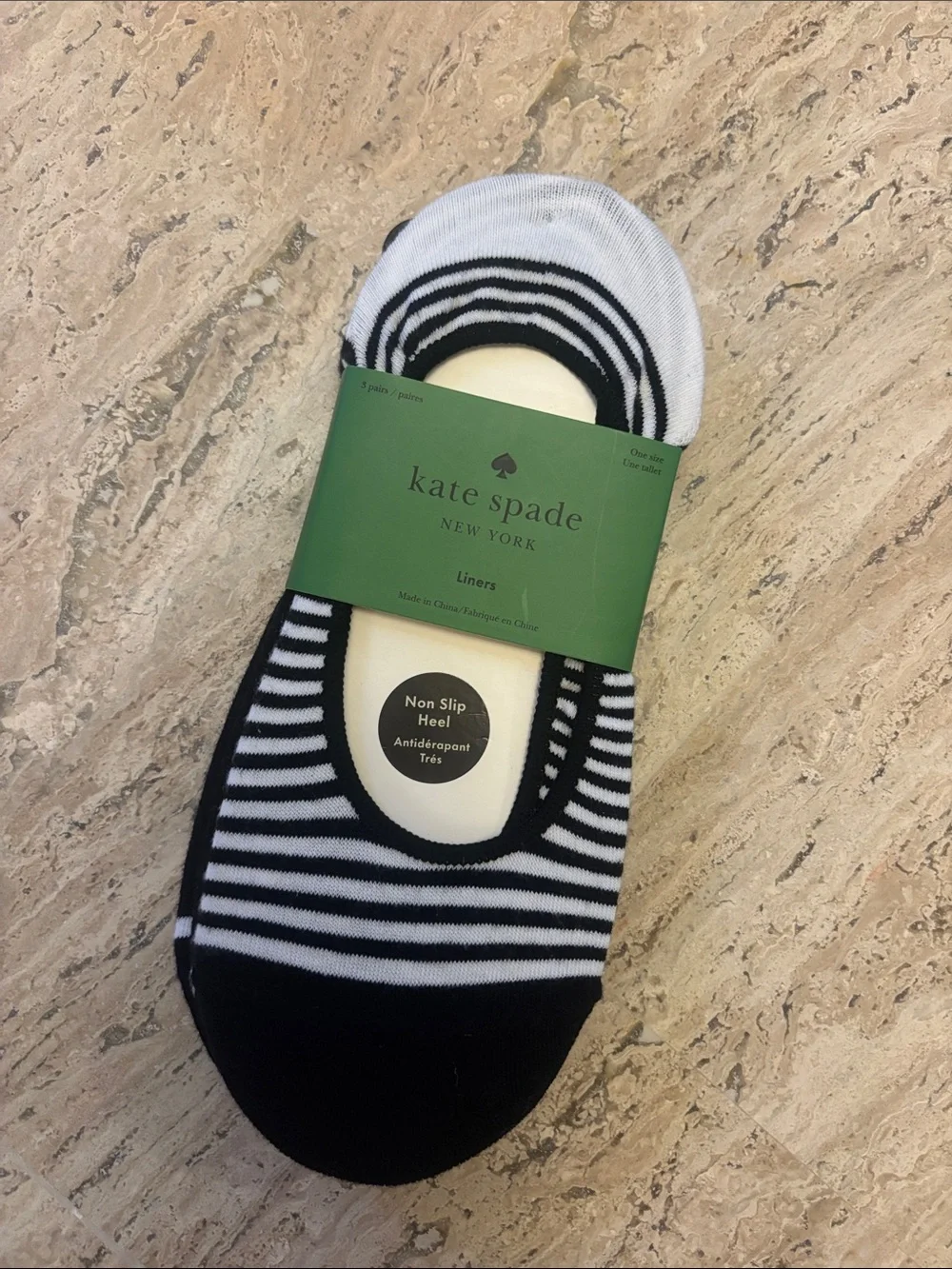 kate spade Black & White Striped No-Show Liners